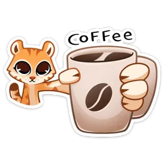🐅 Coffee coffee, cat, drink, cafe, cute, animal telegram sticker