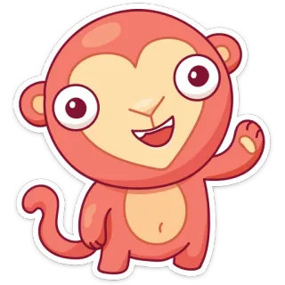 👋 małpa, kreskówka, zwierzę, słodki, naklejka whatsapp sticker