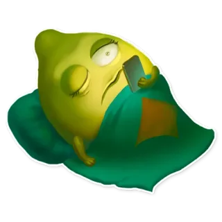 😴 limão, fruta, dormindo, desenho animado, preguiçoso telegram sticker