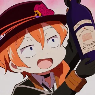 🥐 Chuuya Nakahara Bungou Stray Dogs Gravity Anime, Manga, Bungou Stray Dogs, Chuya Nakahara, Wein, Alkohol whatsapp sticker
