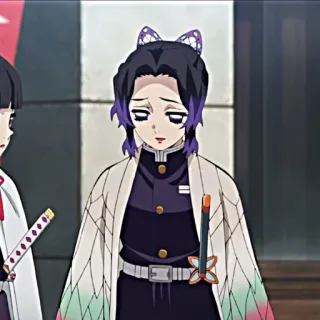 😔 Shinobu Kocho Demon Slayer 애니메이션, 귀멸의 칼날, 코쵸우 시노부, 캐릭터, 나비 telegram sticker