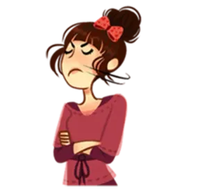 😤 ผู้หญิง, โกรธ, รำคาญ, ผมสีน้ำตาลเข้ม, การ์ตูน, สีหน้า telegram sticker