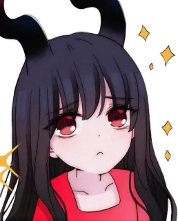 🥺 Anime, Manga, Demonio, Brillo, Chica, Cuernos, Pegatina whatsapp sticker