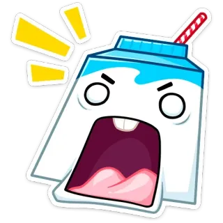 😱 kotak susu, marah, kartun, makanan, minuman, lucu telegram sticker