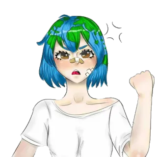 👊 Terra, Anime, Planeta, Aquecimento global, Meio ambiente, Personagem, Arte telegram sticker