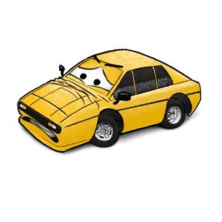 😧 auto, giallo, cartone animato, veicolo telegram sticker