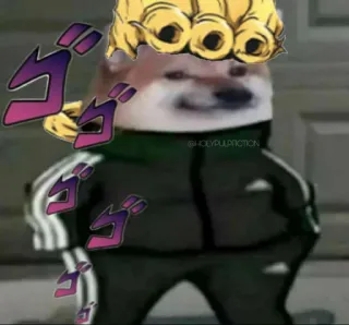 😐 JoJo's Bizarre Adventure doge, 애니메이션, 죠죠, 밈, 개, 죠르노 죠바나 telegram sticker