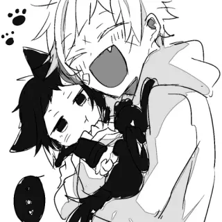 🐈‍⬛️ Anime, Dibujos animados, Kawaii, Manga, Lindo, Abrazando telegram sticker