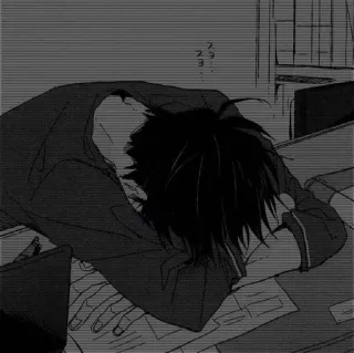 🚑 anime, manga, sleeping, tired, desk, lonely, boy telegram sticker