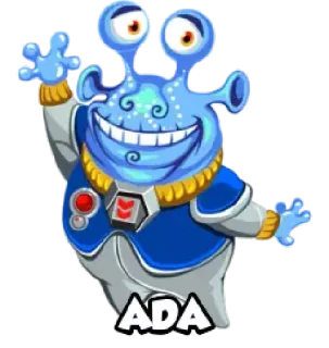 ☠ ADA alien, cartoon, character, space, illustration, blue telegram sticker