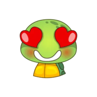 ❤ tartaruga, olhos de coração, amor, fofo, desenho animado telegram sticker