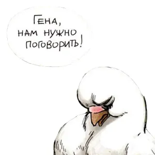 😭 Гена, нам нужно поговорить! oiseau, pigeon, parlant, message whatsapp sticker