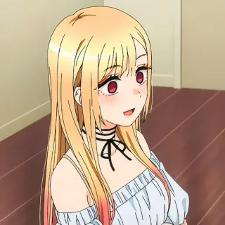 😀 Marin Kitagawa My Dress-Up Darling Anime, Mädchen, Blond, Süß, Cartoon, Charakter telegram sticker