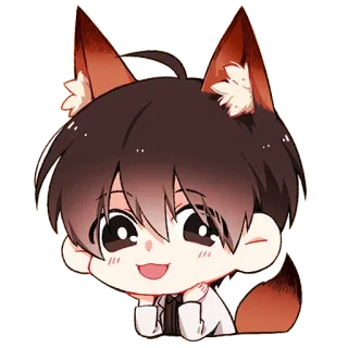 😃 Anime, Raposa, Kawaii, Chibi, Fofo, Desenho animado, Menino, Mangá whatsapp sticker
