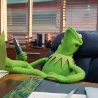 🏢 Kermit rana, kermit, ufficio, muppet, rilassante telegram sticker