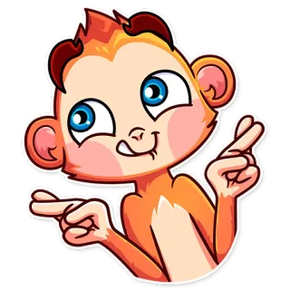 🤞 singe, dessin animé, animal, mignon, pistolets avec les doigts, amusant telegram sticker