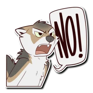 🗯 NO! loup, dessin animé, animal, colère, négatif, rejet telegram sticker