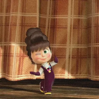 🌾 Masha Masha and the Bear Cartoon, Figur, Zwinkernd, Tanzend whatsapp sticker