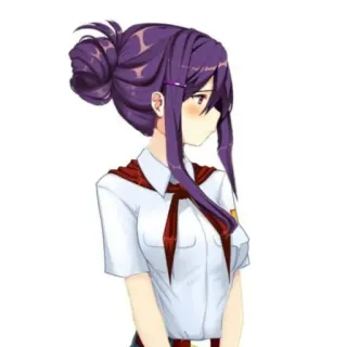 ☺️ Anime, écolière, fille, cheveux violets, écharpe rouge whatsapp sticker