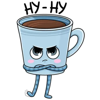 😑 НУ-НУ Café, Tasse, Dessin animé, En colère, Mignon, Russe, Nourriture, Boisson whatsapp sticker