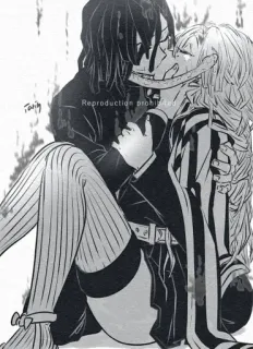 ❤️ Reproduction Prohibited Anime, Fanart, Ciuman, Demon Slayer, Romansa telegram sticker