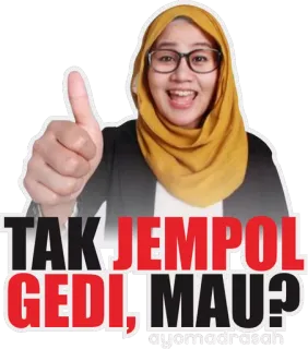 👍 TAK JEMPOL GED! kciuk w górę, osoba, naklejka, kobieta, gest telegram sticker