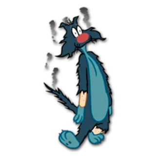 💀 cartoon cat, cat, exhausted, cartoon, smoke telegram sticker