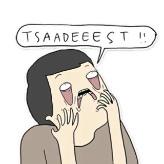 😱 TSAADEEEST!! dessin animé, personnage, expression, bulle telegram sticker