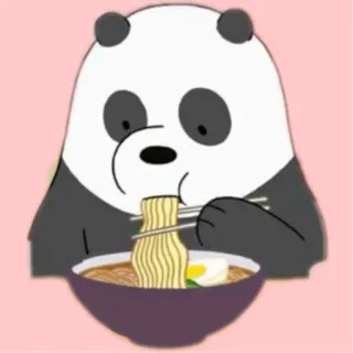 🍜 Panda We Bare Bears Панда, Мы обычные медведи, Мультфильм, Рамен, Лапша, Еда whatsapp sticker