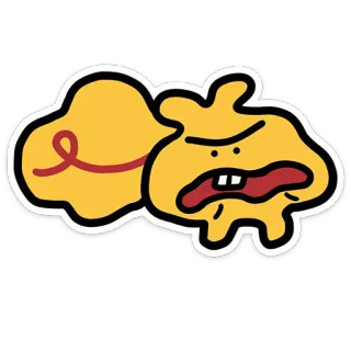 🤨 Cartoon, Monster, Wütend, Blob, Lustig, Gelb, Figur telegram sticker