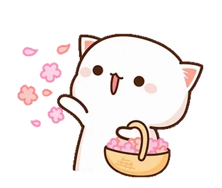 🌸 gatto, fiore, carino, cartone animato, kawaii, adorabile, felice telegram sticker