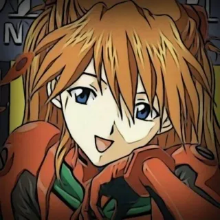 ❤️ Asuka Langley Soryu Neon Genesis Evangelion anime, gadis, rambut oranye, pilot, Evangelion telegram sticker
