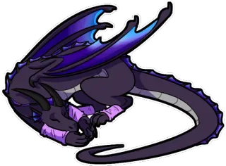 💤 dragão, fantasia, dormindo, desenho animado, adesivo, roxo, asas telegram sticker