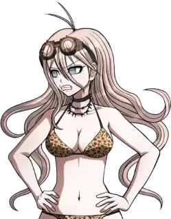 🔩 Miu Iruma Danganronpa V3: Killing Harmony anime, video game, bikini, goggles, irritated, beach telegram sticker