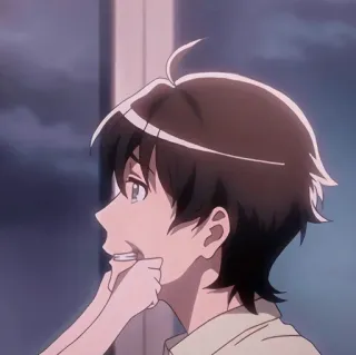 💚 Anime, Portrait, Mâle, Main mordue telegram sticker