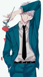 🙂 anime, rose, suit, handsome, male, flower, art whatsapp sticker