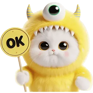 👍 OK 可爱, 猫, 怪物, 动物, 好的, 符号 telegram sticker