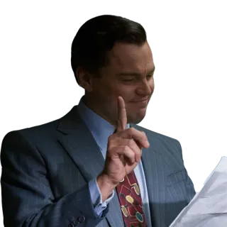☝️ леонардо ди каприо, указывает, мужчина, бизнесмен, волк с уолл-стрит telegram sticker
