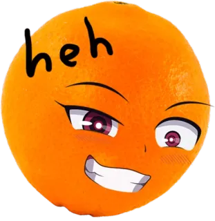 😁 heh orange, fruit, meme, funny, cute, heh whatsapp sticker