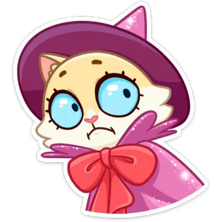 😮 kat, heks, cartoon, dier, schattig, magie, hoed telegram sticker
