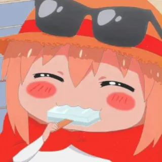 💘 Anime, Postać, Kreskówka, Lody, Lato, Okulary przeciwsłoneczne, Pomarańczowy, Kawaii whatsapp sticker