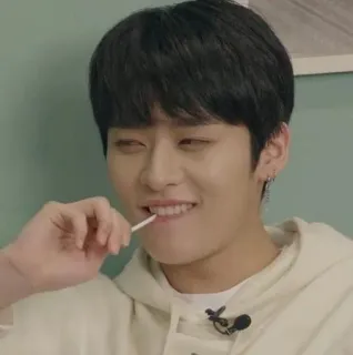 😉 person, man, korean, eating, lollipop, smiling, portrait telegram sticker