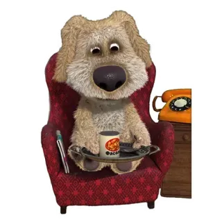 🍽 Ben the Dog Talking Tom & Friends Фасоль Hund, Bohnen, Cartoon, Stuhl, animiert telegram sticker