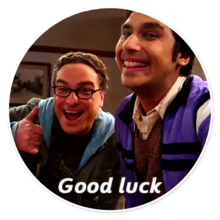 👍 Good luck buena suerte, The Big Bang Theory, Friends, serie de TV, comedia whatsapp sticker