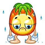 😢 ananas, fruit, emoji, triste, transpiration telegram sticker