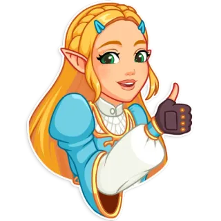👍 Zelda Legend of Zelda зельда, линк, принцесса, большой палец вверх, nintendo, видеоигра telegram sticker