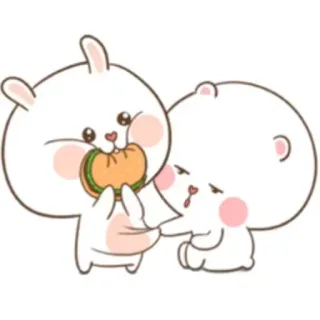 🍔 cute, bear, bunny, sandwich, cartoon, kawaii telegram sticker
