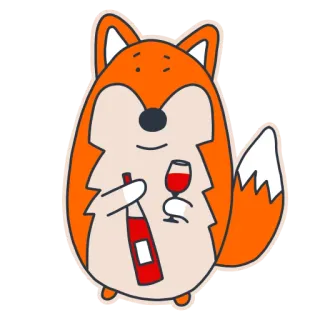 🍷 rubah, anggur, alkohol, minum, kartun, lucu, minuman telegram sticker