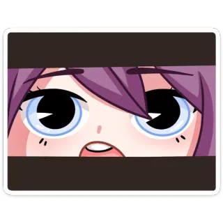 👀 อนิเมะ, ผู้หญิง, ผมสีม่วง, ดวงตา, น่ารัก, แอบมอง whatsapp sticker