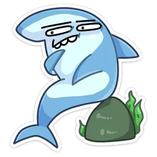🤔 hiu, kartun, laut, samudra, lucu, ikan whatsapp sticker